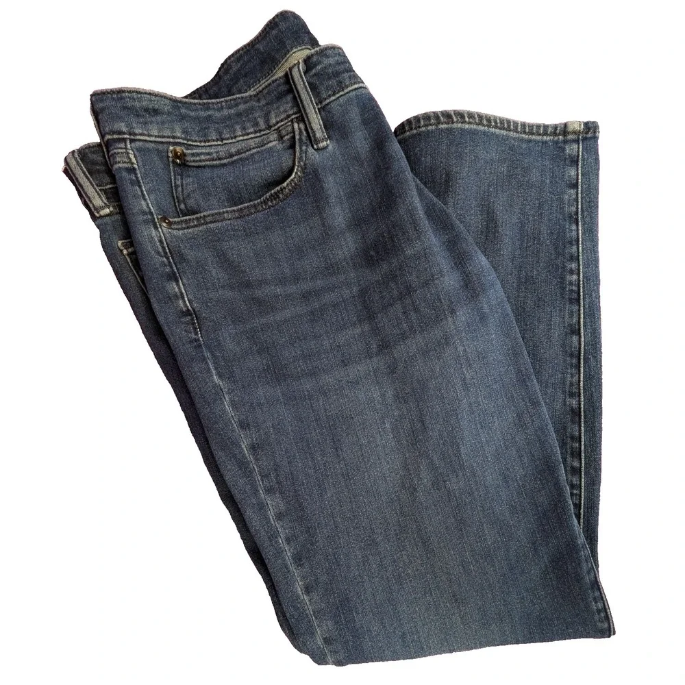 BONOBOS Jean 38x29 Blue Slim Fit Dark Wash Denim Straight Leg Whisker Fade